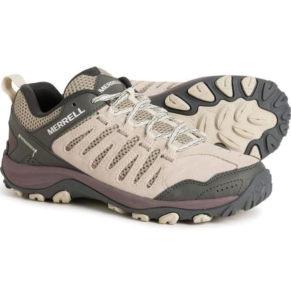 メレル レディース シューズ スニーカー レザー Merrell Crosslander 3 Low Hiking Shoes Leather For Women Silver Antler シルバー