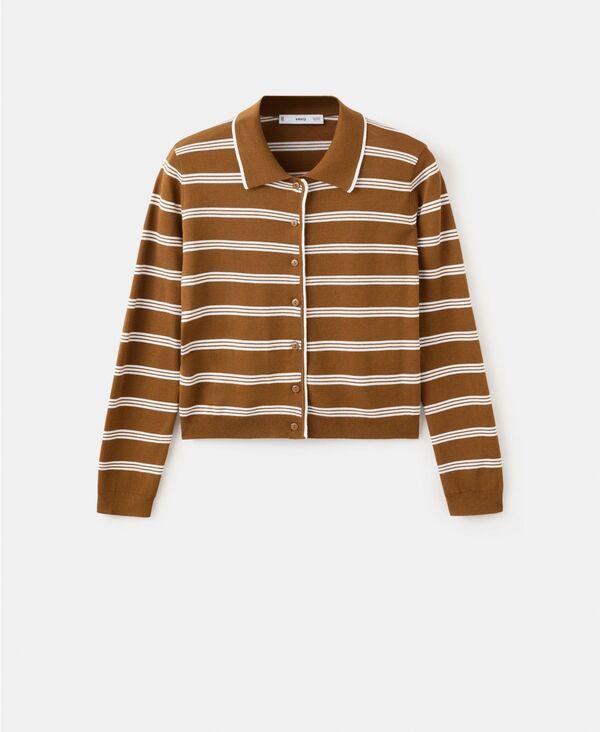 マンゴ レディース アウター ニット・セーター シャツ カーディガン MANGO Womenshirt Collar Cardigan Caramel