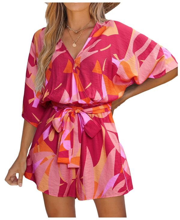 カップシー レディース ボトムス ハーフパンツ・ショーツ ロンパース Cupshe Womens Pretty Peach Geo Rompe red レッド
