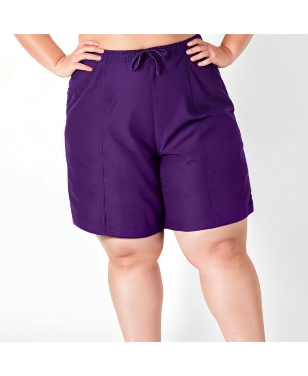 カリプサ レディース 水着 ボトムスのみ プラスサイズ ショートパンツ Calypsa Plusize Chlorine Resistant 7 Board Shorts Eggplant