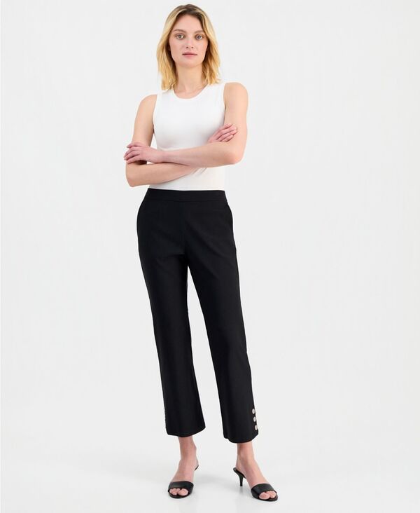 ティー・タハリ レディース ボトムス カジュアルパンツ クロップド Tahari Womens ButtonHem Cropped Pants Black ブラック