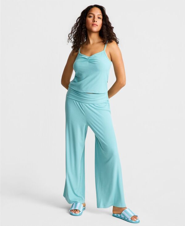 ステートオブデイ レディース ボトムス カジュアルパンツ リブ State of Day Womens Ribbed Tank Foldover Pants Pajama Setranquil Tea