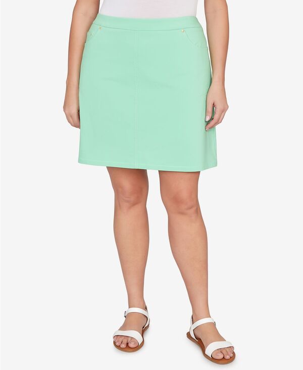 ハーツオブパーム レディース ボトムスカート プラスサイズ HEARTS OF PALM Plusize Solid Tech Stretch PullOn Skort Bright Green グリ