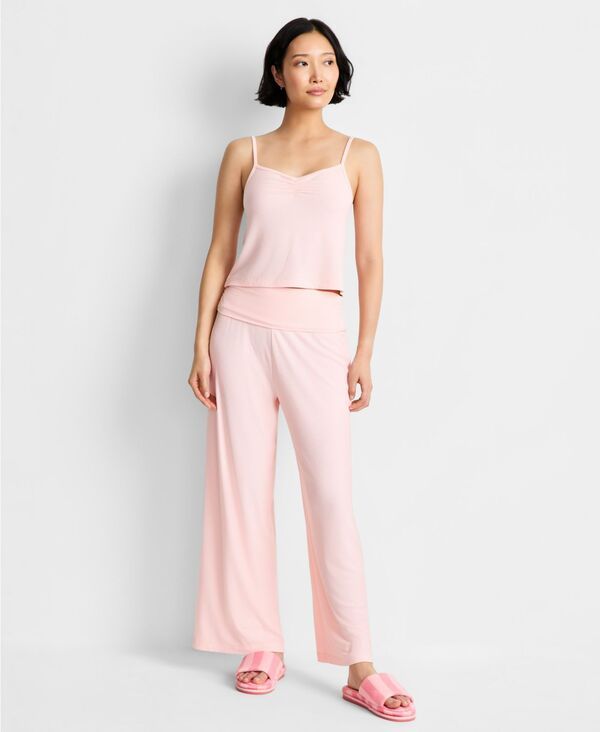 ステートオブデイ レディース ボトムス カジュアルパンツ リブ State of Day Womens Ribbed Tank Foldover Pants Pajama Set Peachy Cre