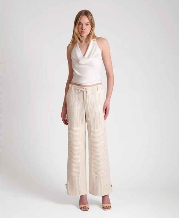 アヴェックレフィーユ レディース ボトムス デニムパンツ パッチワーク ジーンズ Avec Les Filles Womens Patchwork WideLeg Jeans Beige White 15,895円
