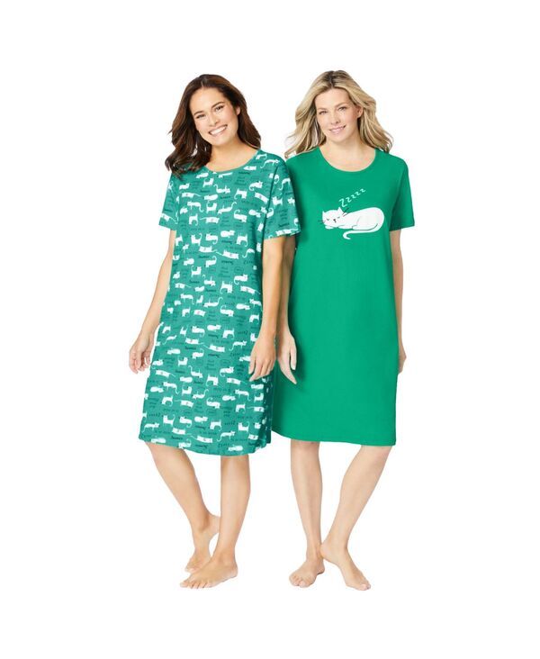 ドリームスアンドコー レディース アンダーウェア ナイトウェア プラスサイズ シャツ 半袖 Dreams Co Dreams and Co Plusize 2Pack ShortSleeve Slee