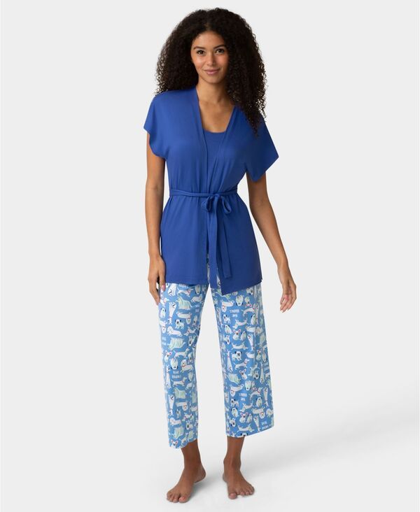 ヒュー レディース アンダーウェア ナイトウェア Hue Womens Mama Jama 3Pc Pajamaset Deep Ultramarine