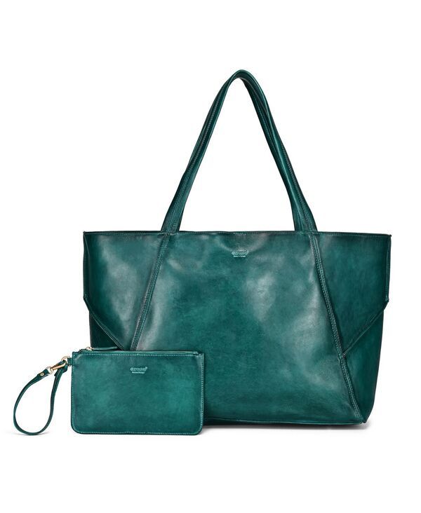 オールドトレンド レディース バッグ レザー OLD TREND WishbonextraLarge Leather Carryall Tote Handbag Teal Green ティール