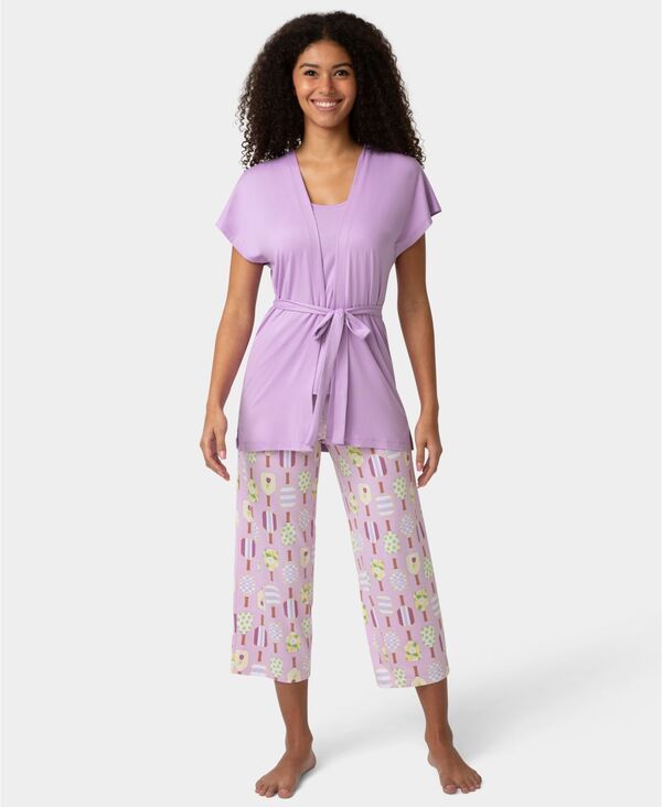 ヒュー レディース アンダーウェア ナイトウェア Hue Womens Mama Jama 3Pc Pajamaset African Violet バイオレット