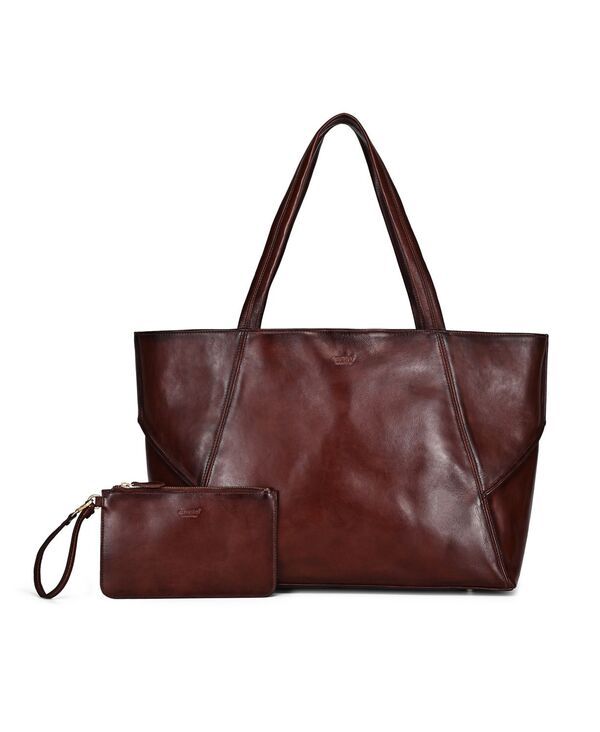 オールドトレンド レディース バッグ レザー OLD TREND WishbonextraLarge Leather Carryall Tote Handbag Chocolate Brown ブラウ