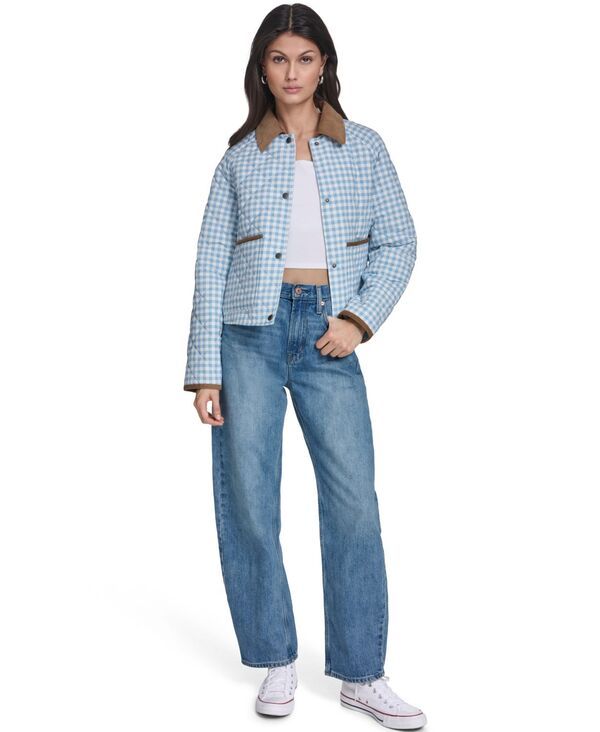 リーバイス レディース アウター ジャケット・ブルゾン キルティング Levis Womens Diamond Quilted Jacket Light BlueWhite ホワイト