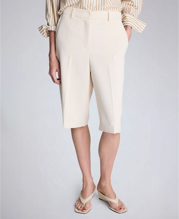 ケネスコール レディース ボトムス ハーフパンツ・ショーツ Kenneth Cole Womens Fly Front Long Short Oyster