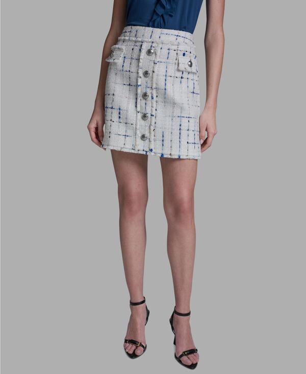 ビーシビージー レディース ボトムスカート ミニ ツイード BCBG Womens ButtonFrontweed Mini Skirt Whisper White Multi ホワイト