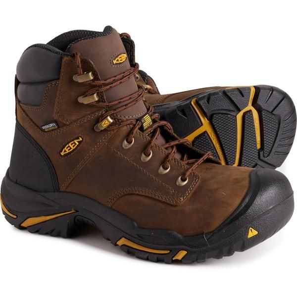 キーン メンズ シューズ ブーツ・レインブーツ Tシャツ レザー Keen Mt Vernon Mid Leather Work Boots Waterproof Steel Safety Toe W