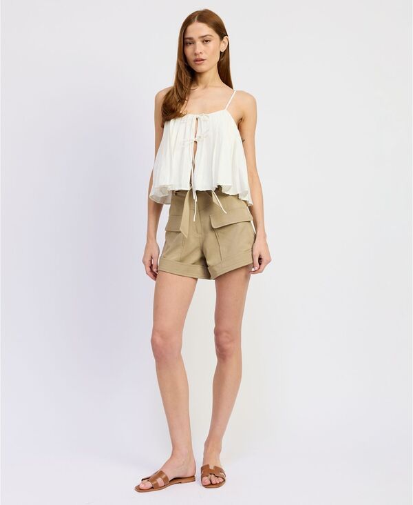 エン セゾン レディース ボトムス ハーフパンツ・ショーツ ショートパンツ En Saison Womens Autumn High Rise Shorts Khaki カーキ