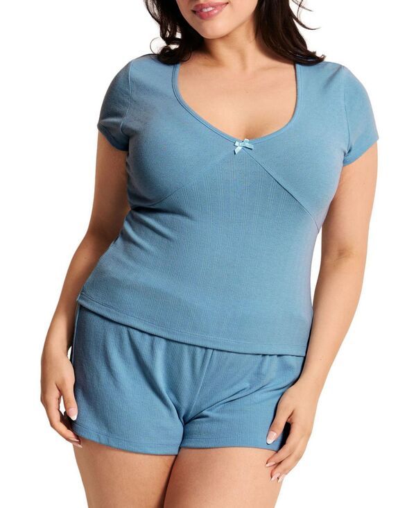 アドアミー レディース アンダーウェア ナイトウェア プラスサイズ Adore Meloise Womens PlusSize Short Pajama Set Medium blue ブルー