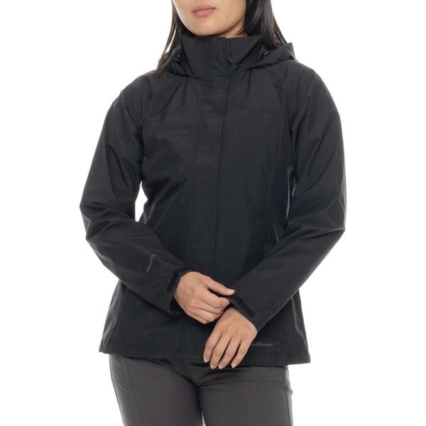エディー バウアー レディース アウター ジャケット・ブルゾン Eddie Bauer Packable Rainfoil Jacket Waterproof Black ブラック