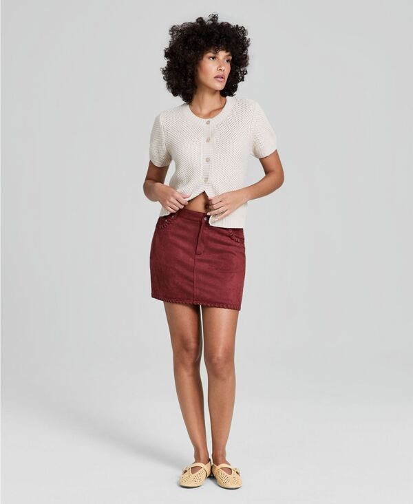 アンドノウディス レディース ボトムスカート ミニ スエード And Now This Womens FauxSuede Woven Mini Skirt Soft Sienna