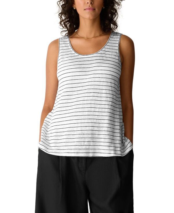 エイリーンフィッシャー レディース トップス タンクトップ ノースリーブ Eileen Fisher Womensleevelesscoop Neck Tank Top WhiteBlack ホワイト