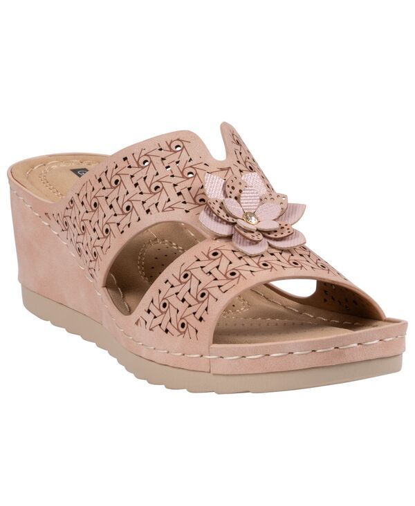 ジーシーシューズ レディース サンダル フラワー柄 フラワー GC Shoes Womens Nancia Floral Round Toe Wedge Sandals Blush ブラッシュ