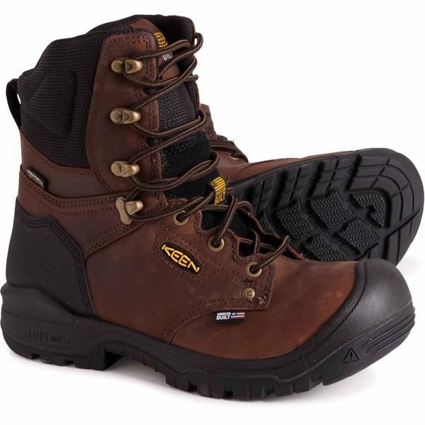 キーン メンズ シューズ ブーツ・レインブーツ レザー Keen 8 Independence SoftToe Work Boots Waterproof Leather For Men Dark E
