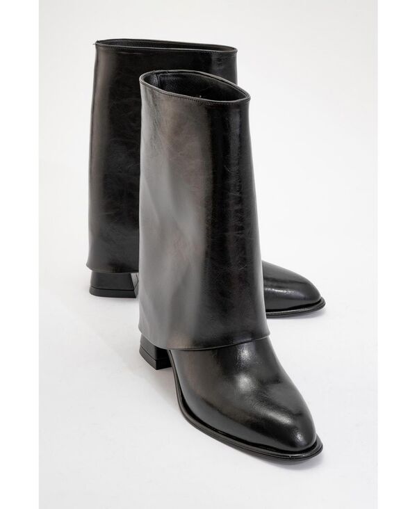 プロローグシューズ レディース ブーツ・レインブーツ ヒール Prologue Shoes Ellas Chunky Heel Boot Black faux leather ブラック