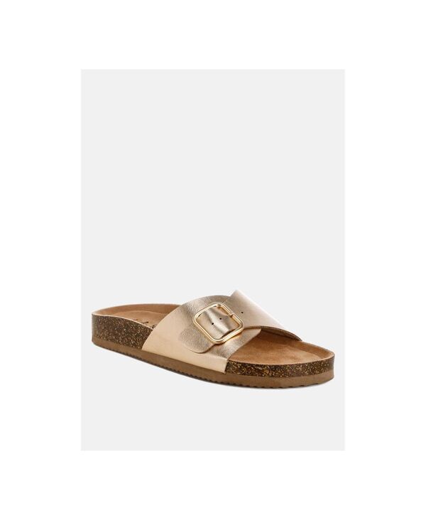 ロンドンラグ レディース シューズ スリッポン・ローファー サンダル トール London Rag Womens Uvaria Metallic SlipOn Sandals Gold polyure