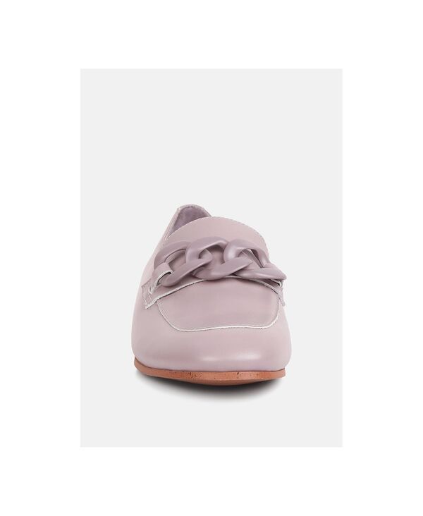ラグアンドコー レディース シューズ スリッポン・ローファー レザー Rag Co MERVA Womens Chunky Chain Leather Loafers Purple パープル