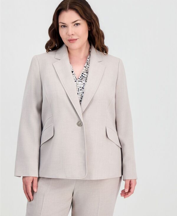 カスパール レディース アウター ジャケット・ブルゾン プラスサイズ ブレザー Kasper Plusize NotchedLapel SingleButton Blazer Summer Straw