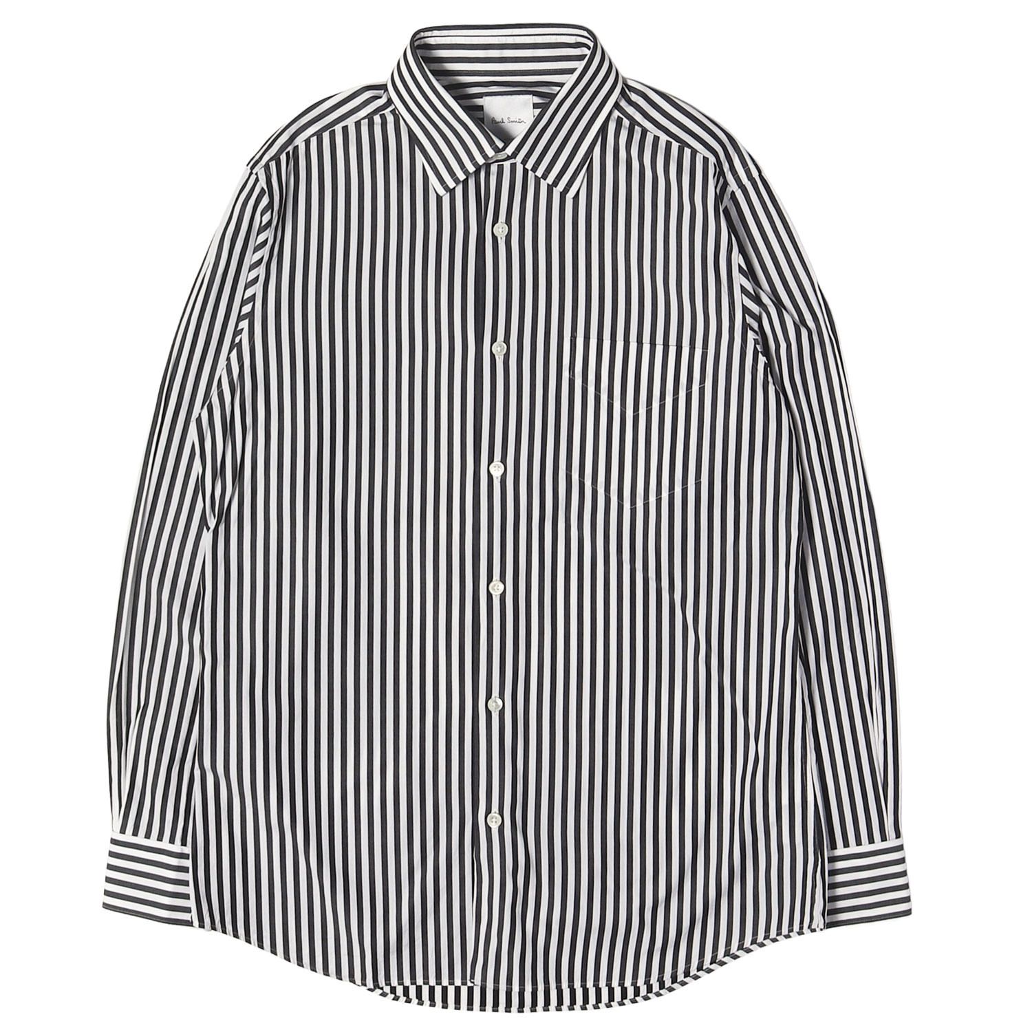 【美品】Paul Smith ポールスミス シャツ ホワイト ブラック 白黒 サイズ:M | ロンドンストライプ ドレスシャツ / MADE IN JAAN | トップス 長袖【メンズ】【中古】