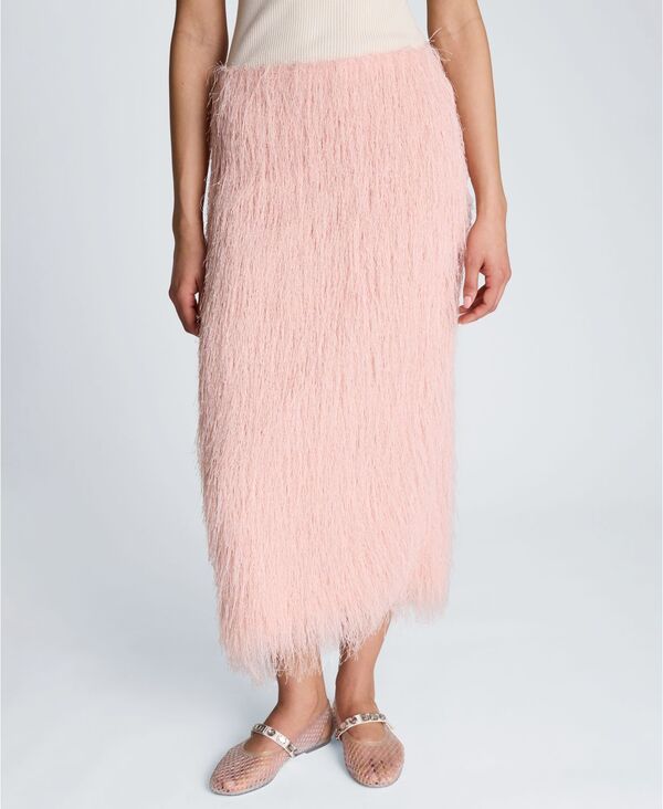 ケネスコール レディース ボトムスカート ミディ ニット フリンジ Kenneth Cole Womens Fringed Knit PullOn Midi Skirt Pink Vapor ピンク