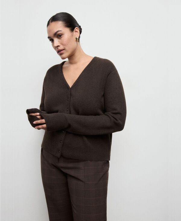 マンゴ レディース アウター ニット・セーター Vネック カーディガン MANGO Womens VNecknitted Cardigan Sweater Chocolate チョコレート