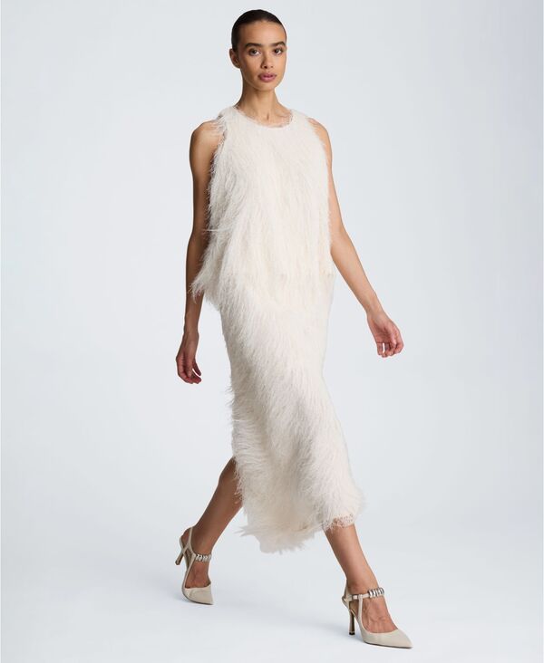 ケネスコール レディース ボトムスカート ミディ ニット フリンジ Kenneth Cole Womens Fringed Knit PullOn Midi Skirt Oyster