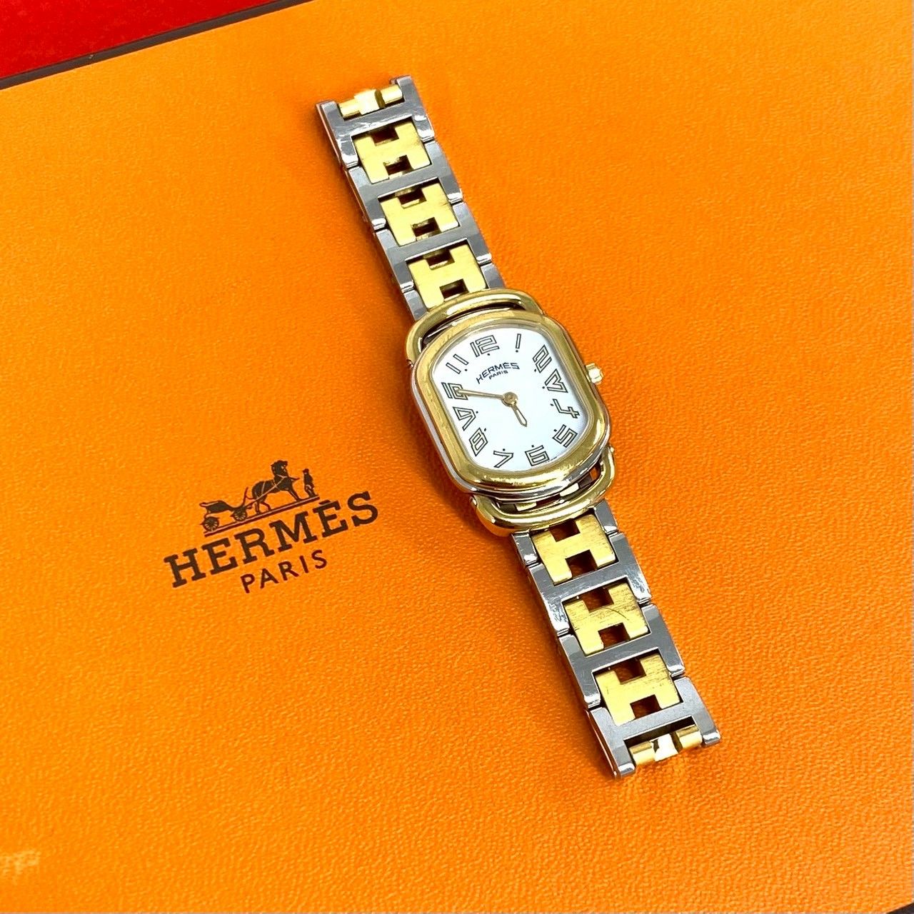稼働品 極 美品 HERMES エルメス ヴィンテージ ラリー ステンレス GP