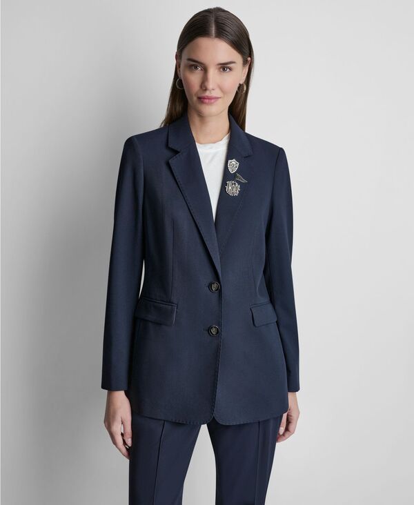 ダナ キャラン ニューヨーク レディース アウター ジャケット・ブルゾン ブレザー DKNY Womens Notch Lapel Collar Blazer Navy ネイビー