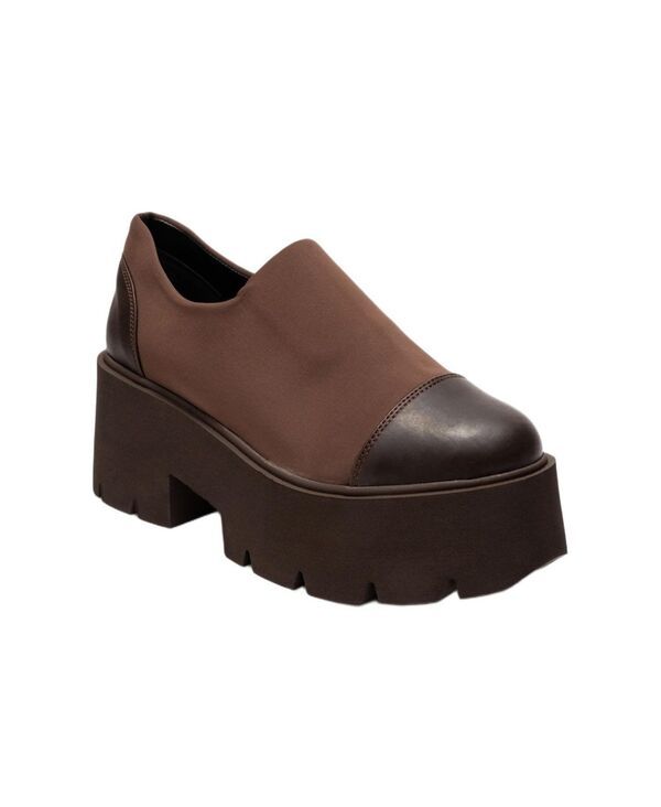 プロローグシューズ レディースリッポン・ローファー プラットフォーム Prologue Shoes Womens Grena Platform SlipOn Shoes Brown faux leat