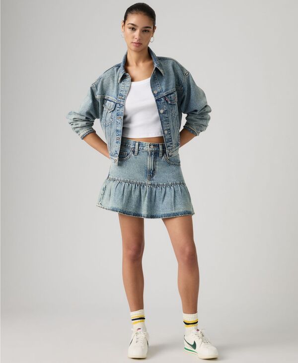 リーバイス レディース ボトムスカート ミニ Levis Womens MidRise Flounce Mini Skirtodays Trip Skirt