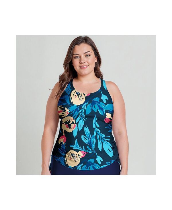 カリプサ レディース 水着 トップのみ ショートパンツ Calypsa Womens Maya Tankini Swim Top With Removable Cups and Navy MidThi