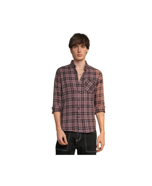 キャンパスストラ メンズ トップス シャツ Campusutra Mens Mauve Pink Charcoal Black Tartan Plaid Shirt Red レッド