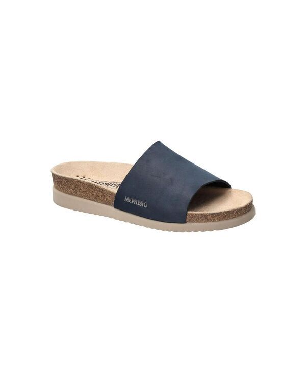 メフィスト レディース シューズ サンダル レザー Mephisto Womens Hanik Nubuk Leather Slide Sandal Navy ネイビー