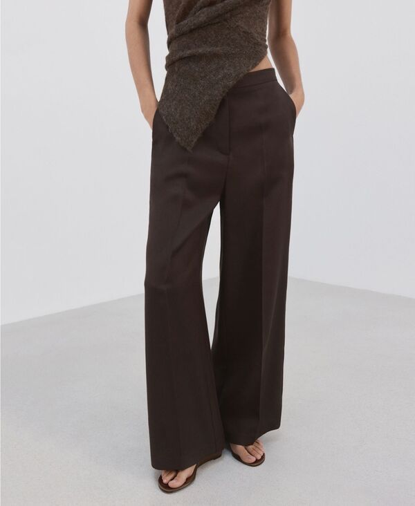 マンゴ レディース ボトムス カジュアルパンツ ハイウエスト MANGO Womens HighWaisted Lyocell Pants Chocolate チョコレート 17,235円