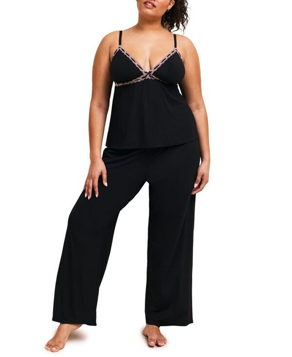 アドアミー レディース アンダーウェア ナイトウェア プラスサイズ パンツ Adore Me Plusizeloisa Tank Top and Pants Pajama Set Black ブラック 11,294円