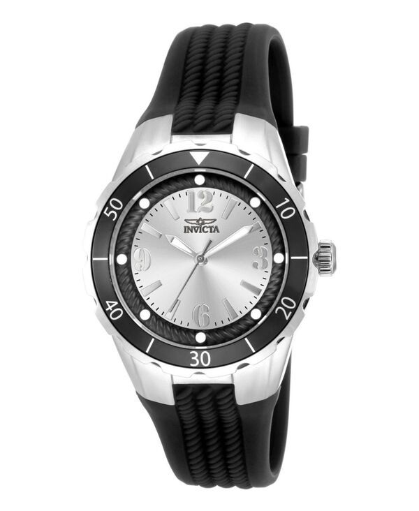 インビクタ レディース アクセサリー 腕時計 Invicta Womens 17482 Angel Quartz 3 Hand Black Silver Dial Watch Black ブラック