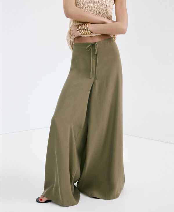 マンゴ レディース ボトムス カジュアルパンツ ワイドレッグ MANGO Womens HighRise Wide Leg Pants Khaki カーキ