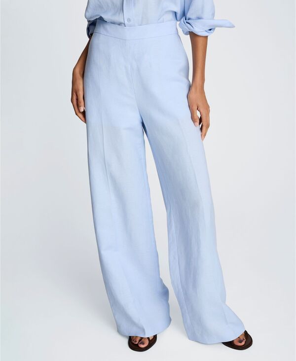 ケネスコール レディース ボトムス カジュアルパンツ リネン Kenneth Cole Womens PullOn Linen WideLeg Pants Blue Dawn ブルー