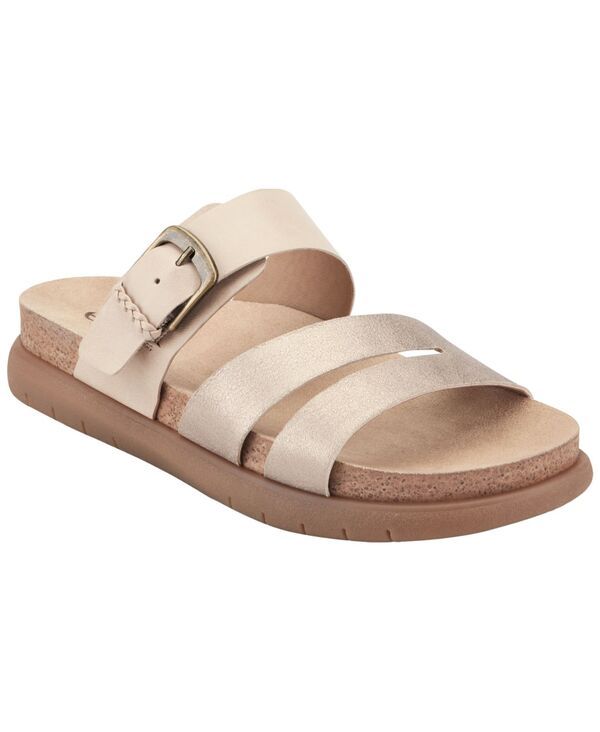 アース レディース シューズ サンダル Earth Womens Ayden Strappy Footbed Flatform Sandals Natural ShimmerSand Leather