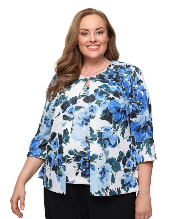 アレックスイブニングス レディース アウター ジャケット・ブルゾン プラスサイズ Alex Evenings Plusize 34Sleeve Jacket and Scoop Neck Top 2P