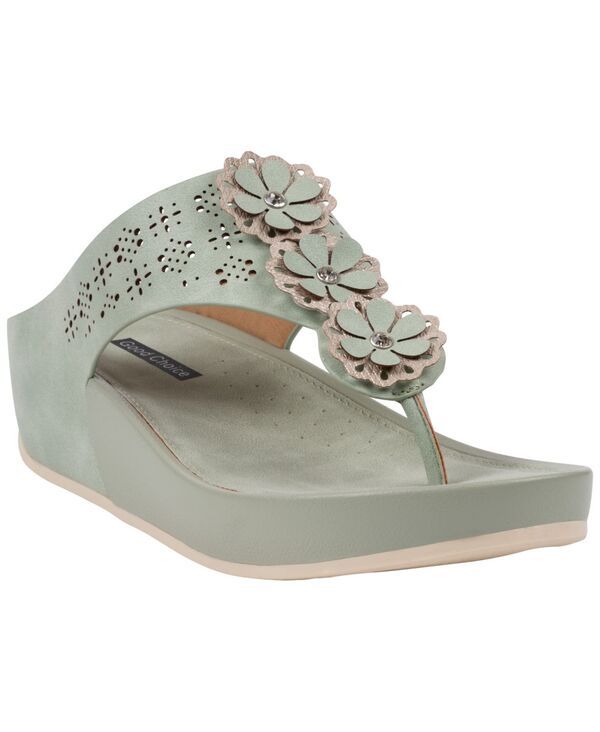 ジーシーシューズ レディース サンダル フラワー柄 フラワー GC Shoes Womens Rana Floral Thong Wedge Sandalsage セージ