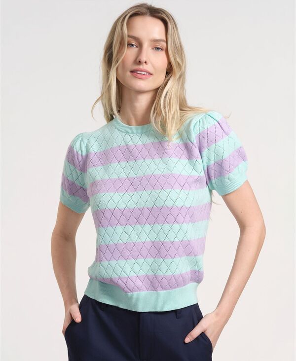 イザックミズラヒ レディース アウター ニット・セーター 半袖 Isaac Mizrahi Womens Balloon ShortSleeve Knitted Sweater Seafoamulti