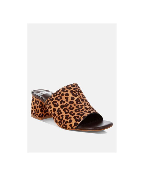 ラグアンドコー レディース シューズ サンダル ヒール Rag Co Rag and Co Womens Carmila Square Toe Block Heels Leopard polyuret